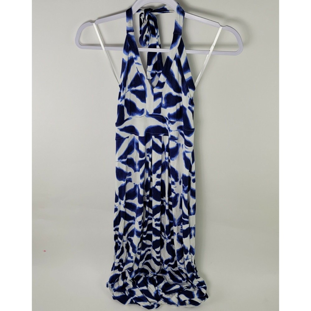 Banana Republic Dress Womens XS Maxi Halter Stretch Floral Long Tie Dye Rayon